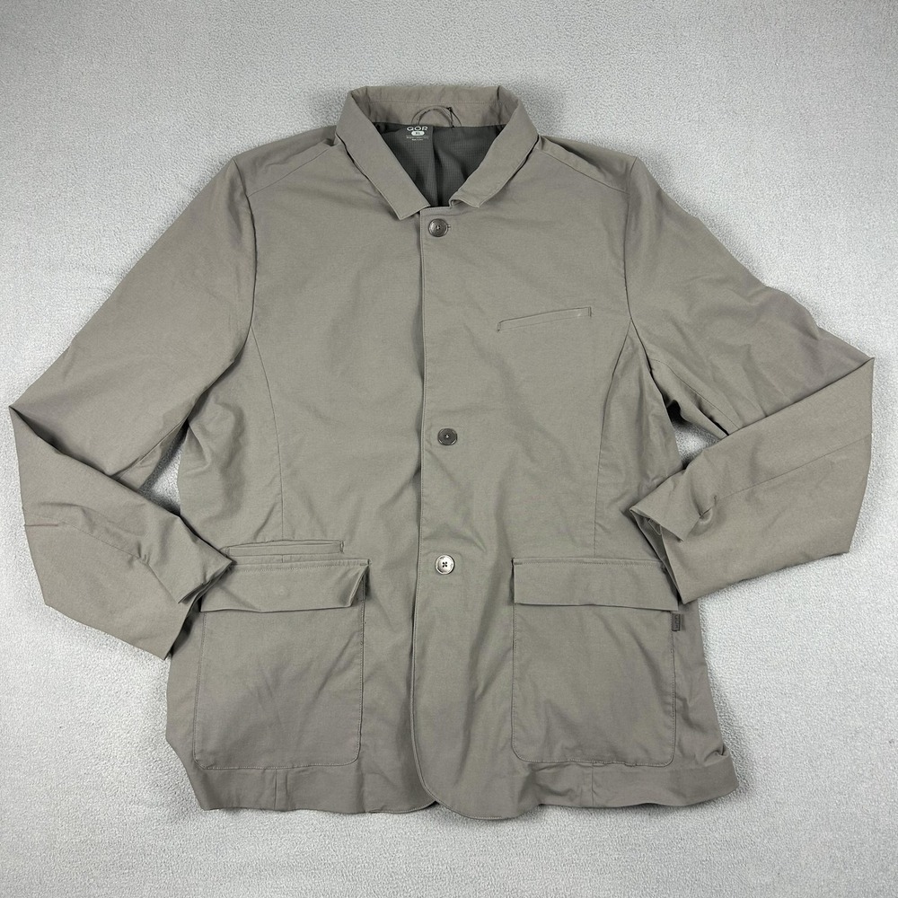 QOR Jacket Mens XL Gray Nylon Stretch Travel Blazer Coat Lightweight Casual